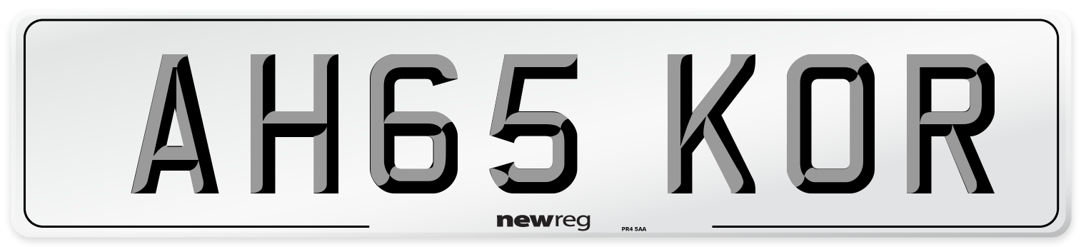 AH65 KOR Number Plate from New Reg